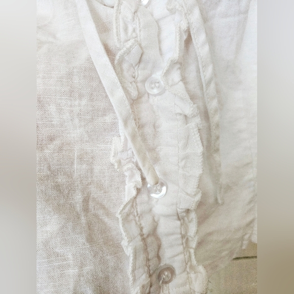 SNDYS X Revolve Esmeralda Crop Top White Linen Cotton Sz S - Picture 7 of 15